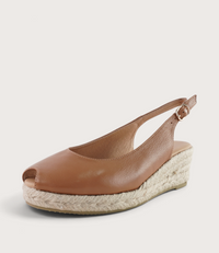 Saniarly Dark Tan Leather Espadrille Wedges