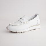 Peggy White Leather Loafers