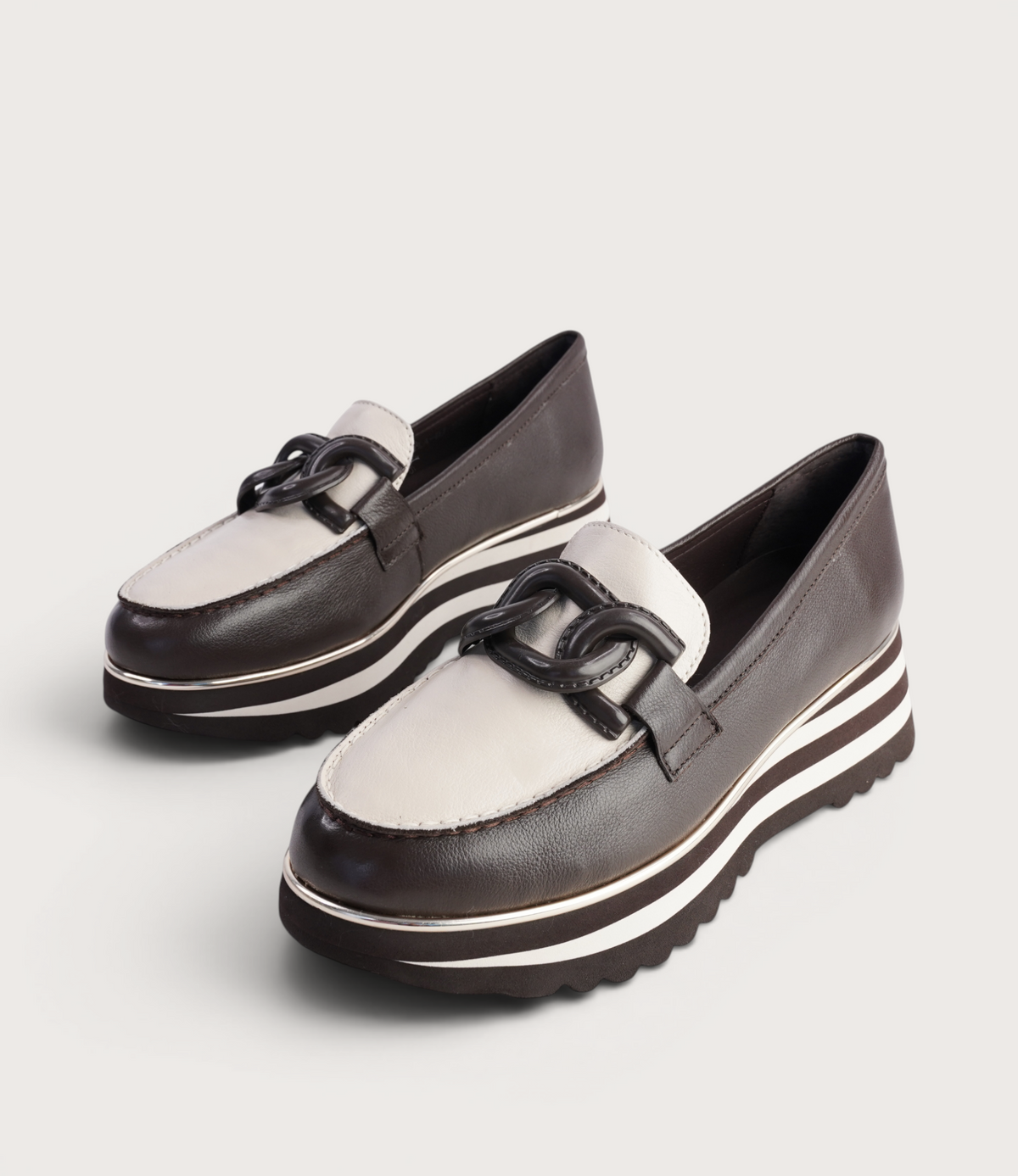 Ealia Choc/ Milk Leather Loafers