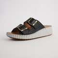 Solena Black Leather Slides