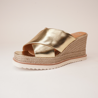 Zelie Champagne Leather Espadrille Wedges