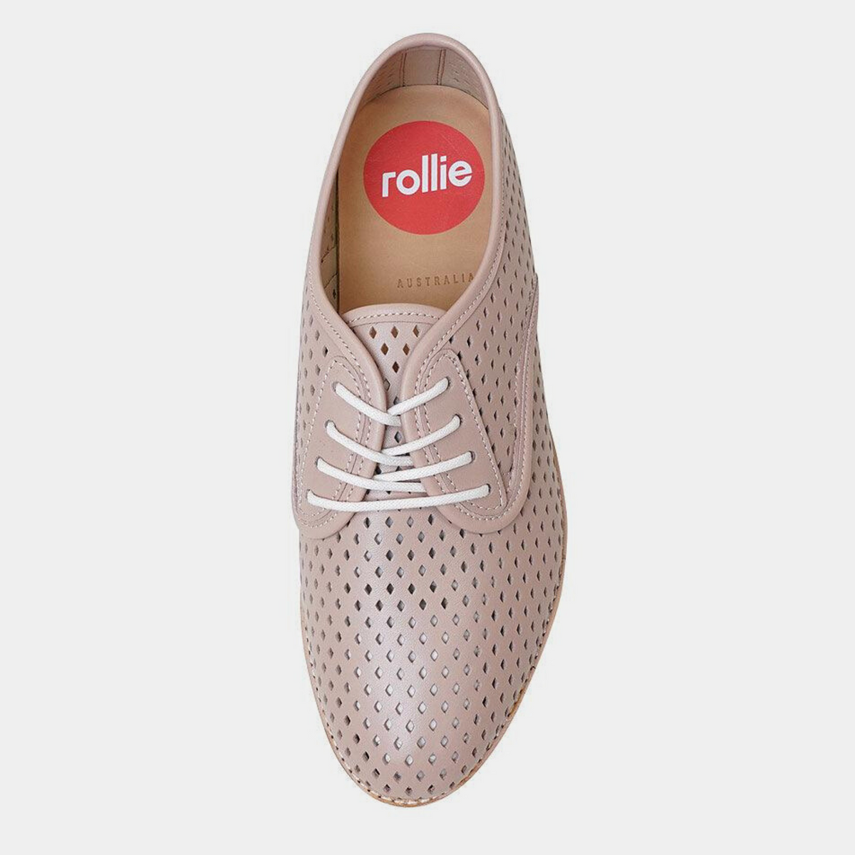Derby Punch Chalk Pink Leather Lace Up Flats - ROLLIE | Shouz
