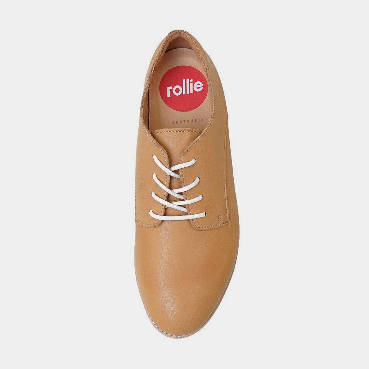 Derby Soft Tan Leather Lace Up Flats - ROLLIE | Shouz
