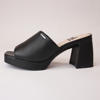 Vega Black Leather Heels