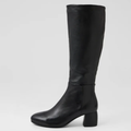 Felman Black Leather Knee High Boots