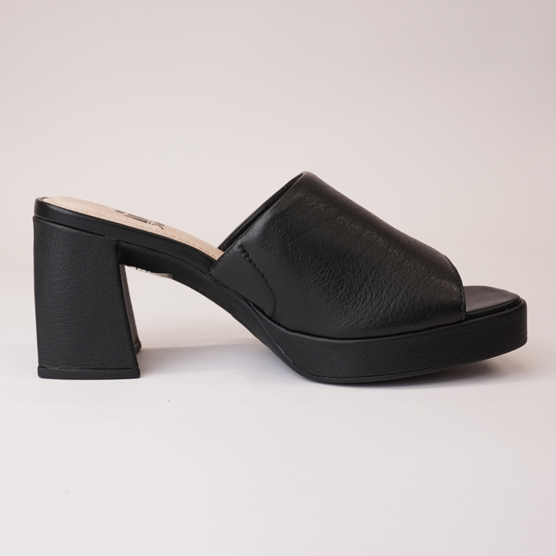 Vega Black Leather Heels