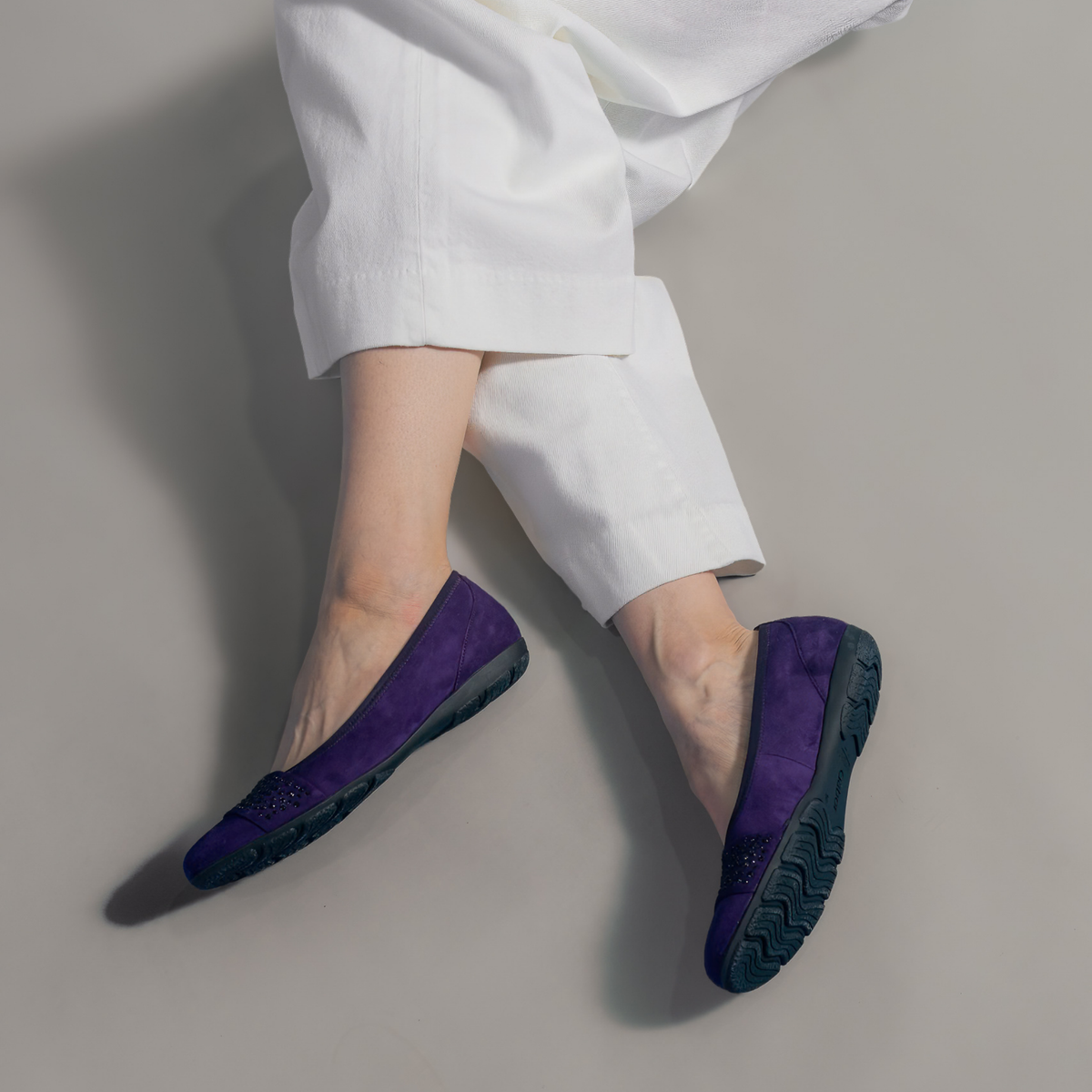 Greta Purple Suede Leather Ballet Flats - GABOR | Shouz