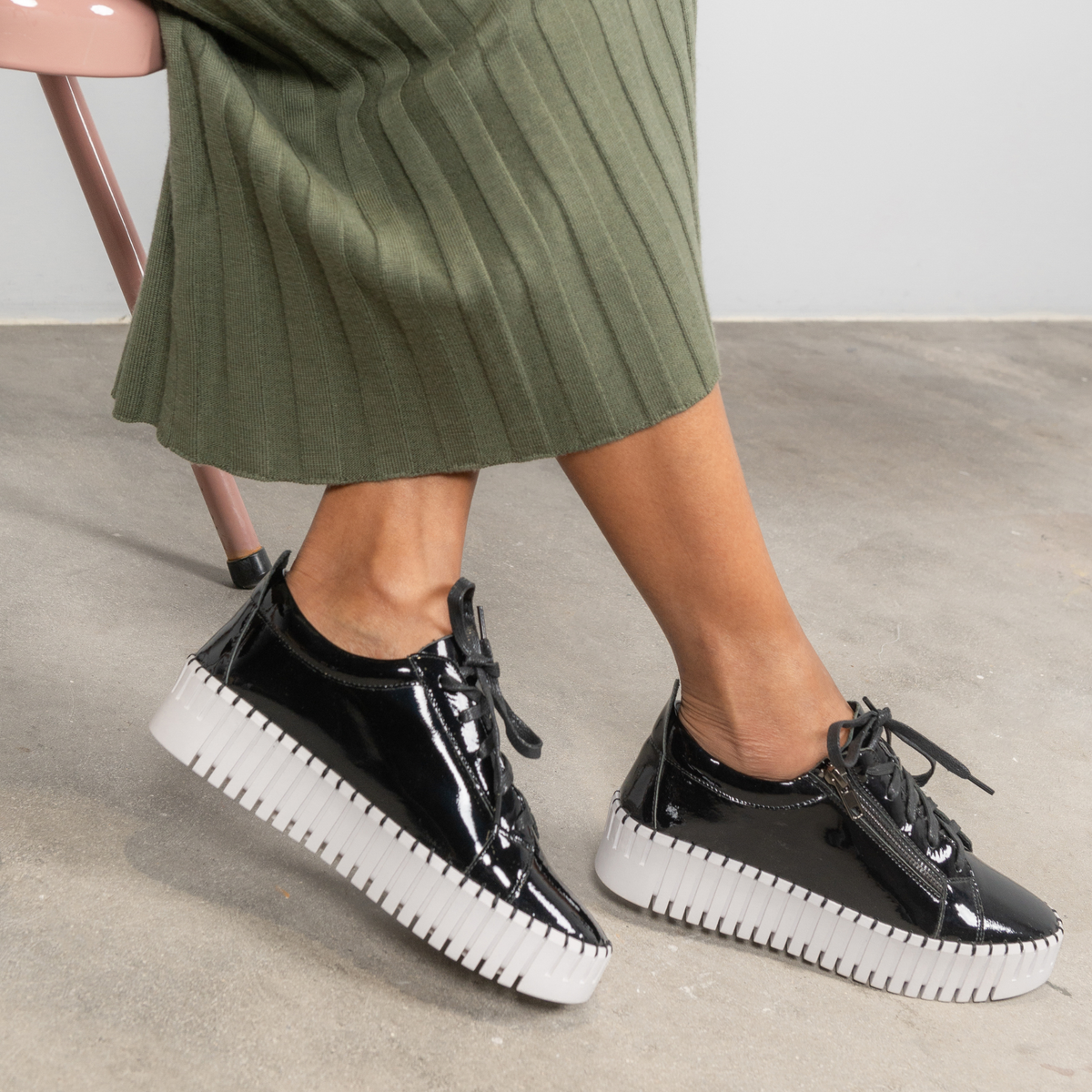 Bump Black Patent Leather Sneakers - Shouz