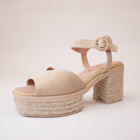 Prinia Camello Suede Leather Espadrille Heels