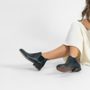 Quatisse Navy Leather Ankle Boots