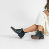 Quatisse Navy Leather Ankle Boots