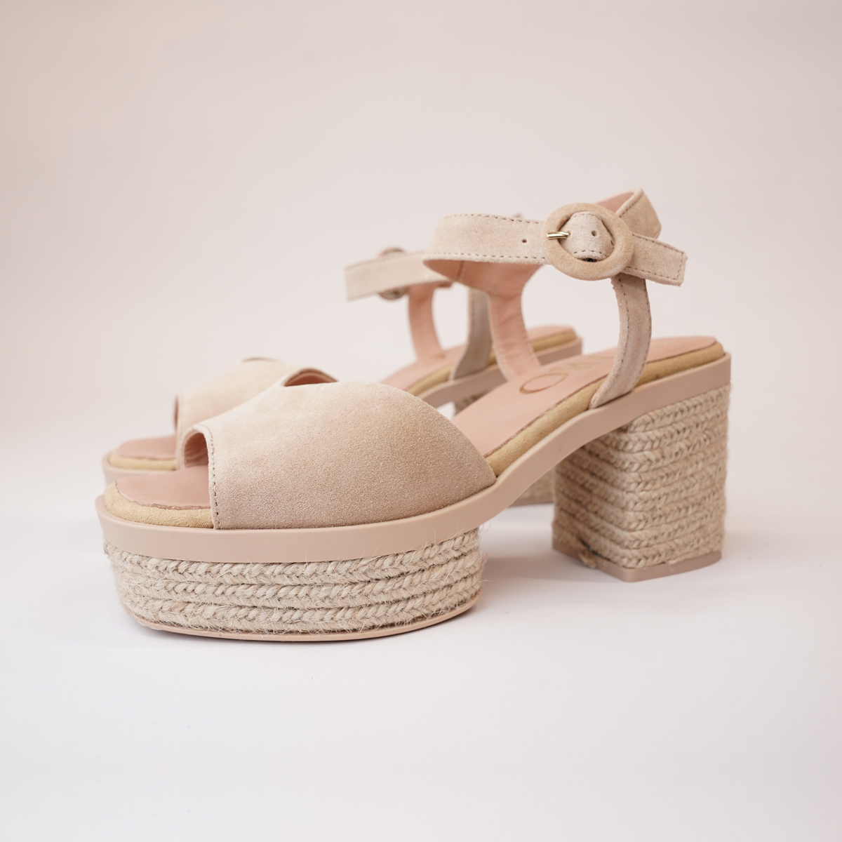 Prinia Camello Suede Leather Espadrille Heels - GAIMO | Shouz