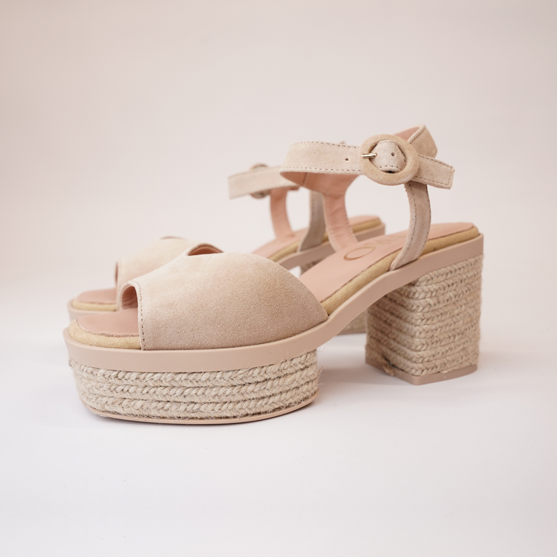 Prinia Camello Suede Leather Espadrille Heels