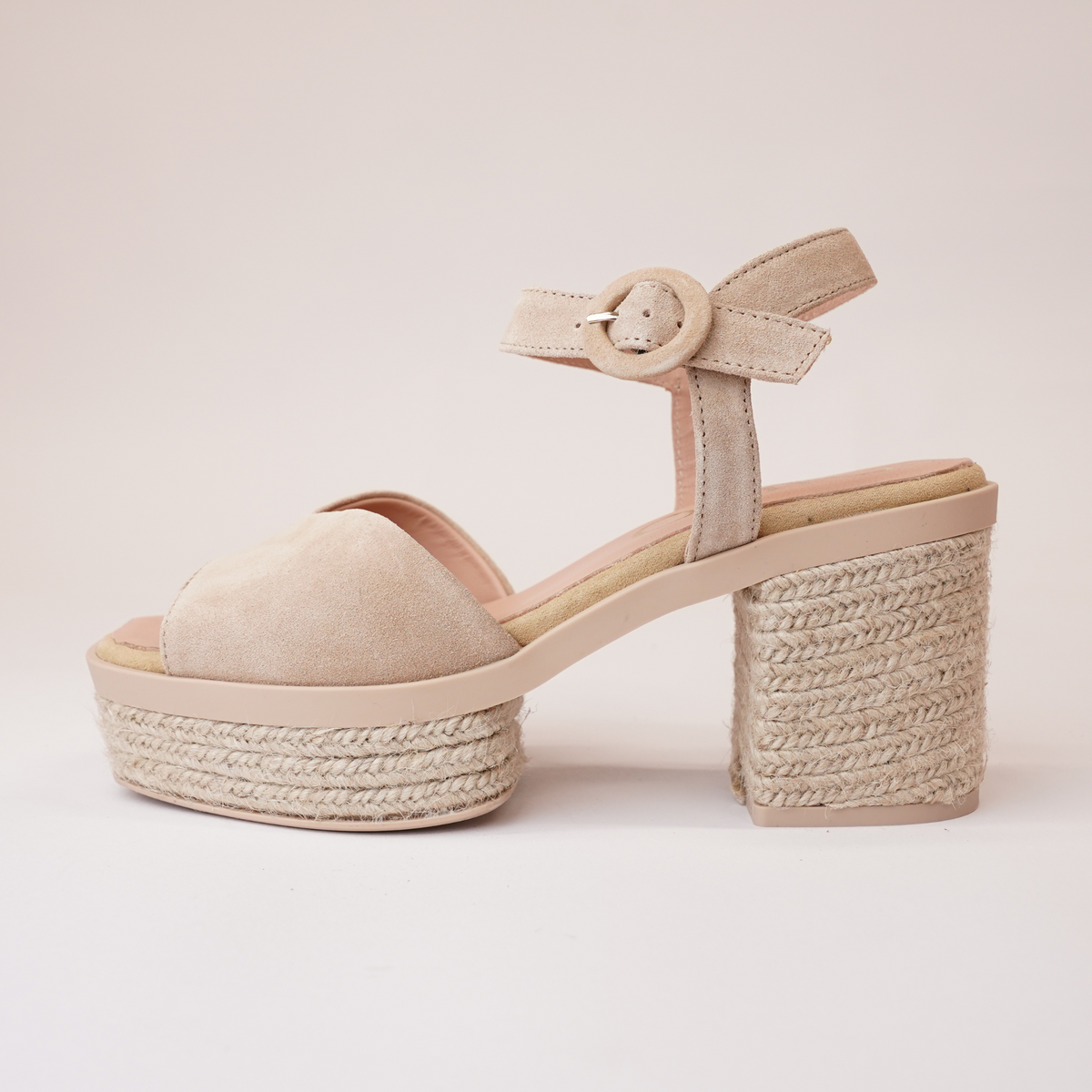 Prinia Camello Suede Leather Espadrille Heels - GAIMO | Shouz