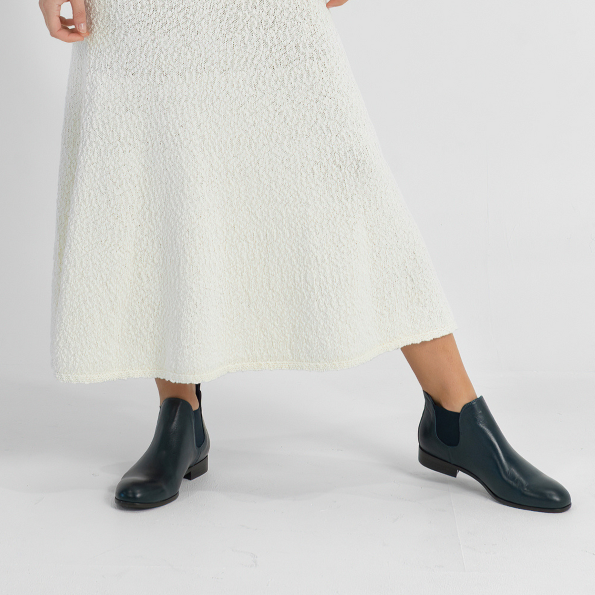 Quatisse Navy Leather Ankle Boots