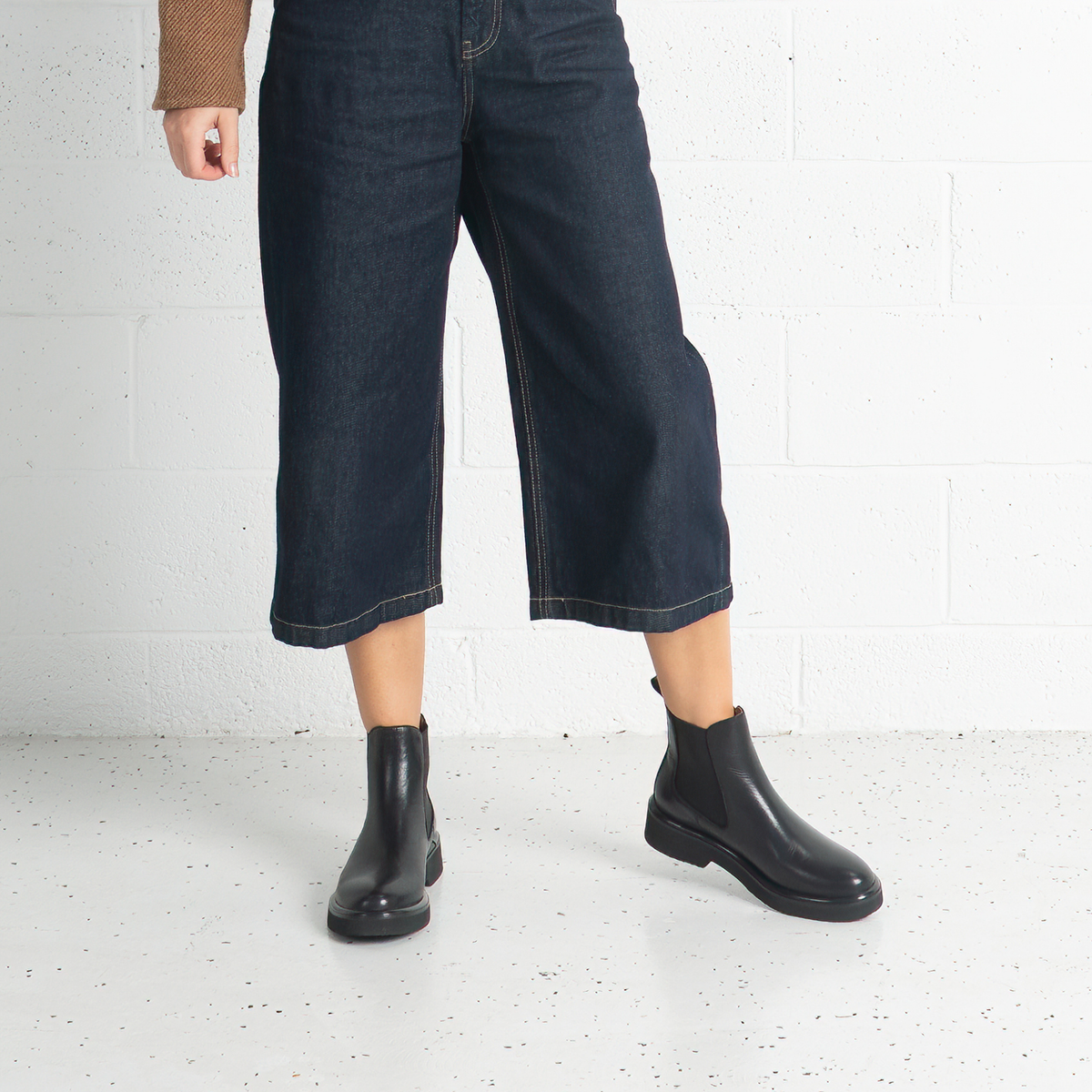 Thea Black Leather Ankle Boots