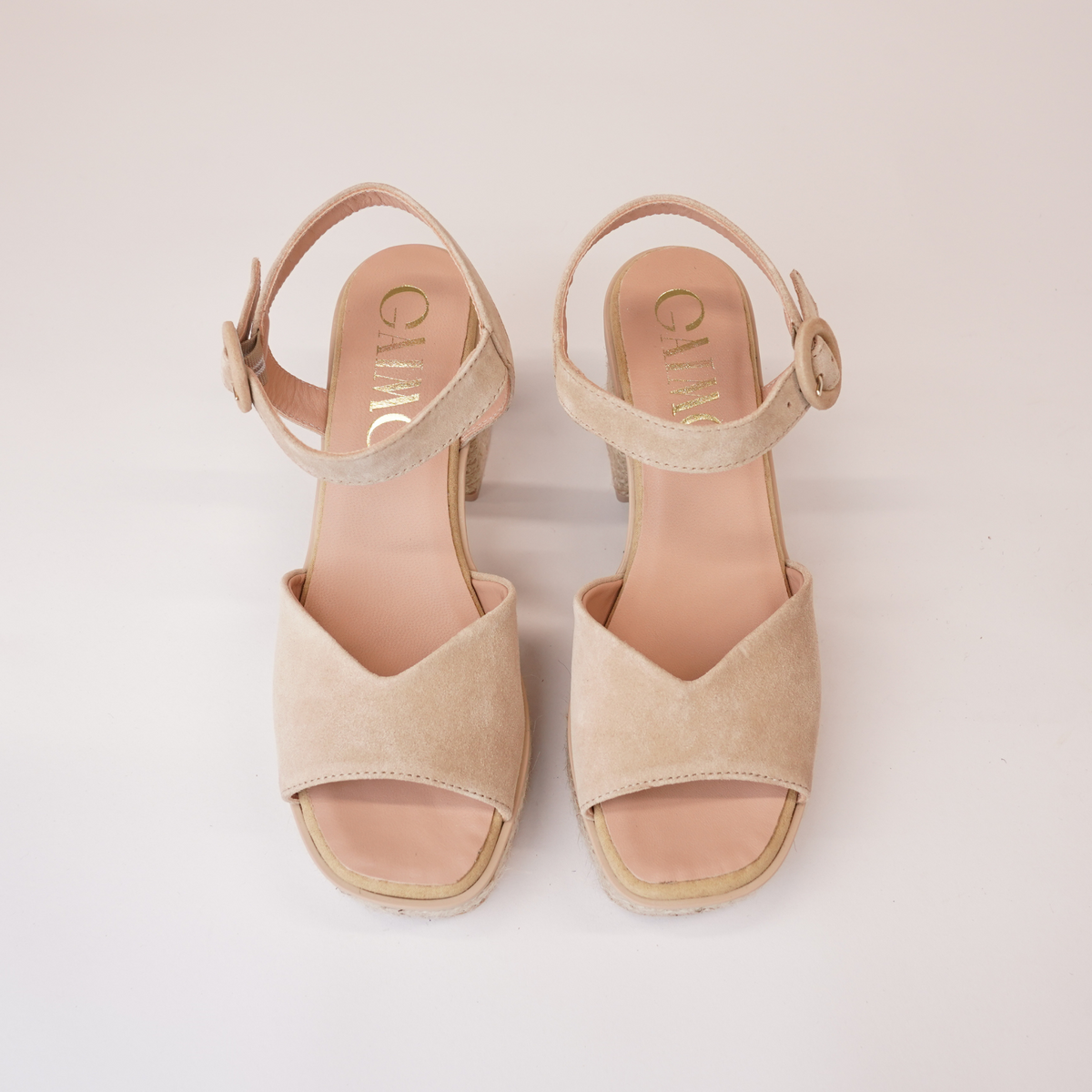Prinia Camello Suede Leather Espadrille Heels - GAIMO | Shouz