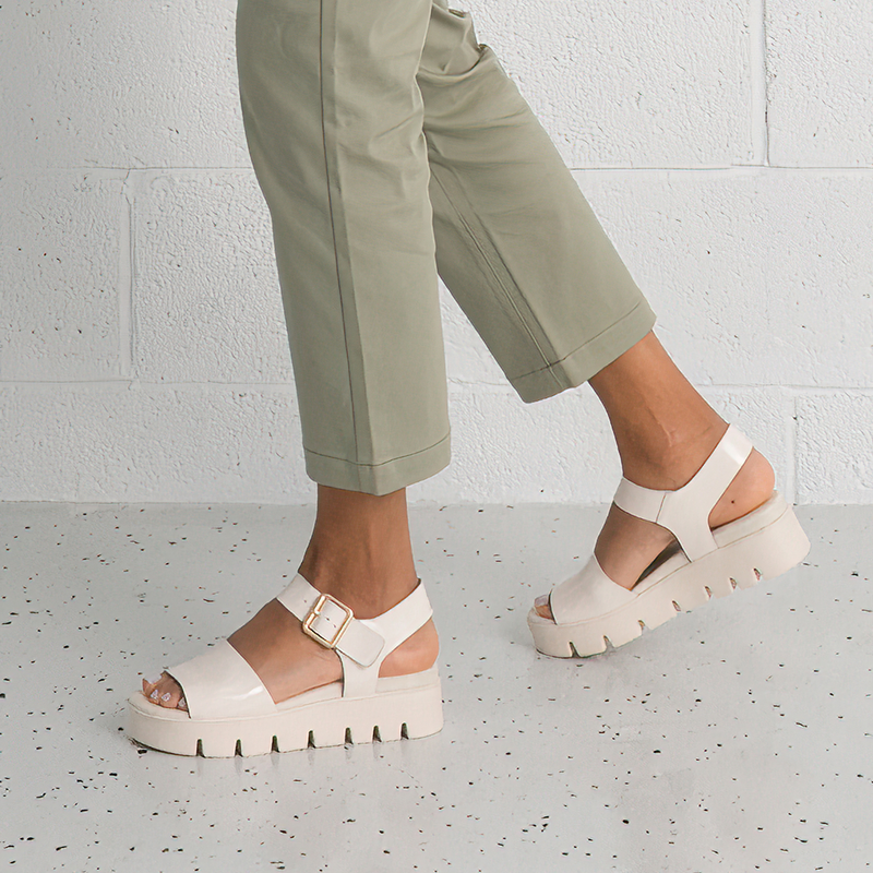 Babels Ivory Patent Leather Sandals