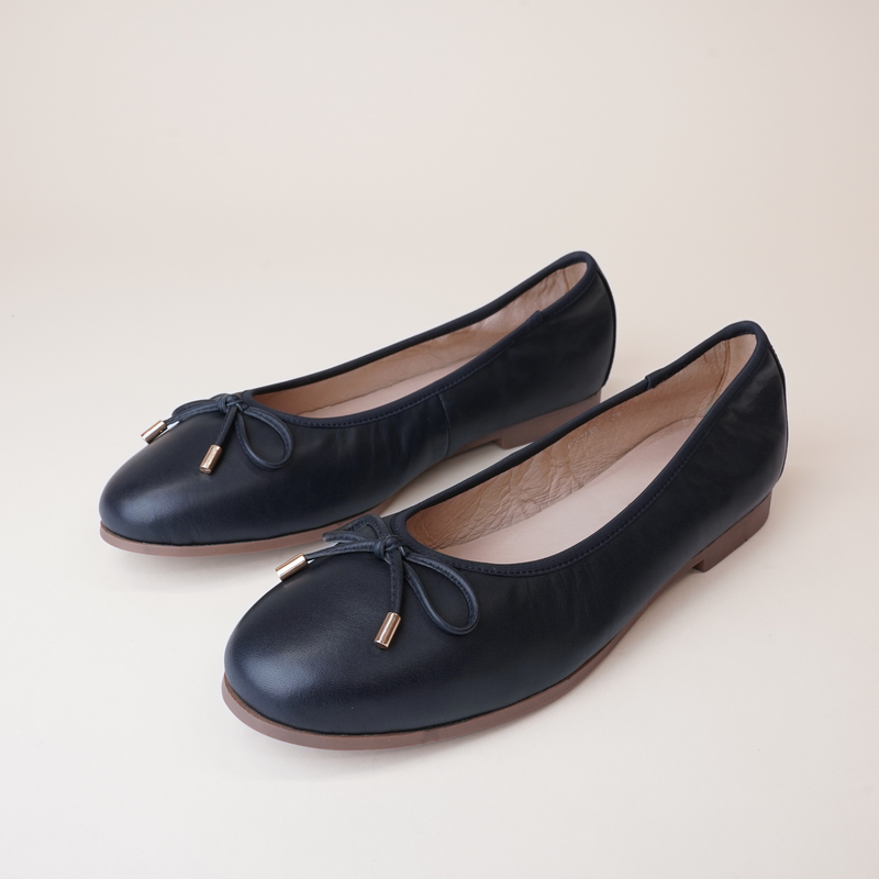 Picture French Navy Leather Ballet Flats