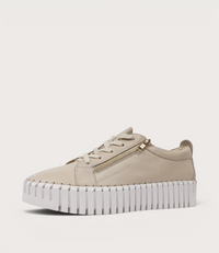 Bump Macadamia Leather Sneakers