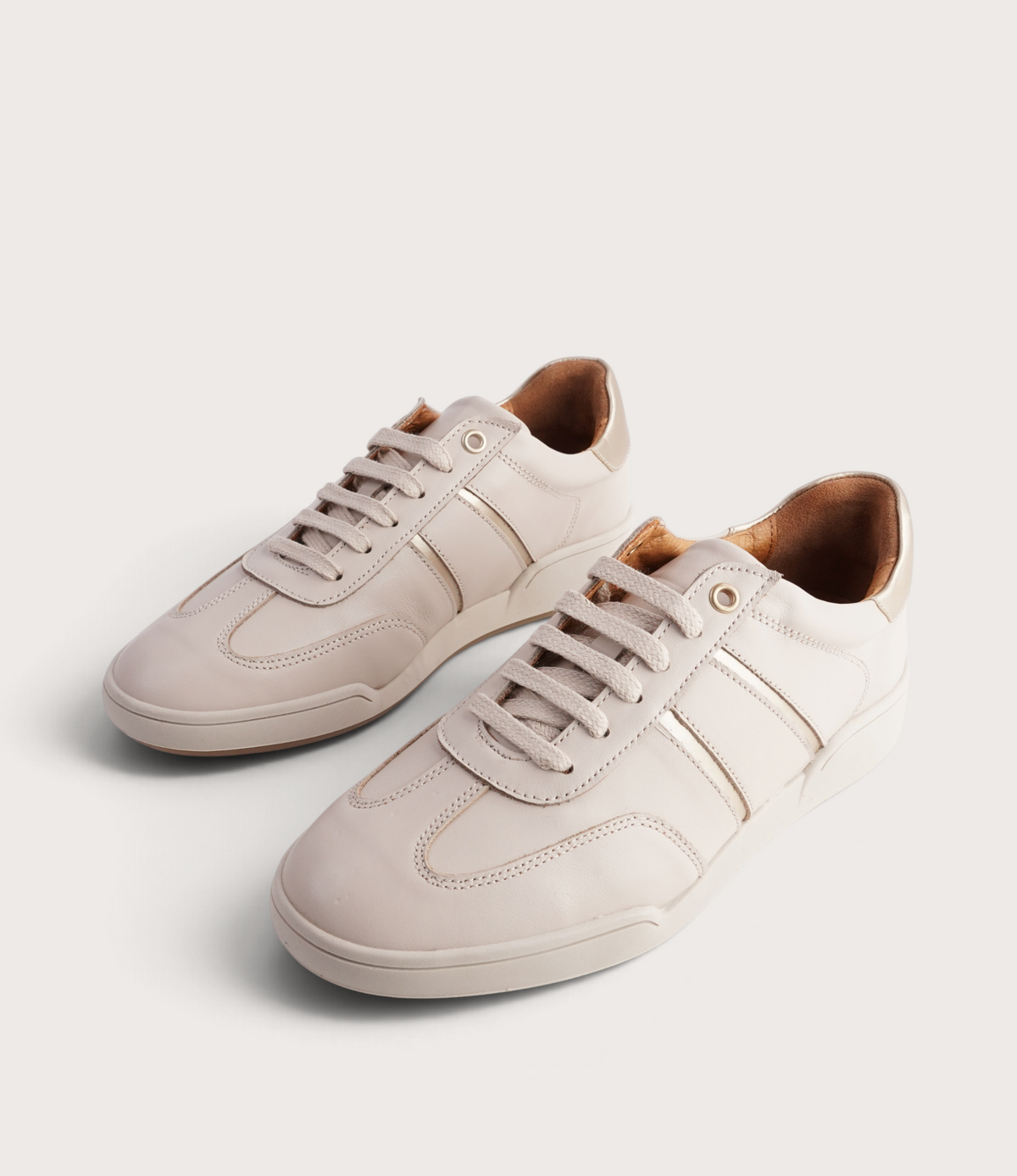 Sage Dark Beige Leather Sneakers
