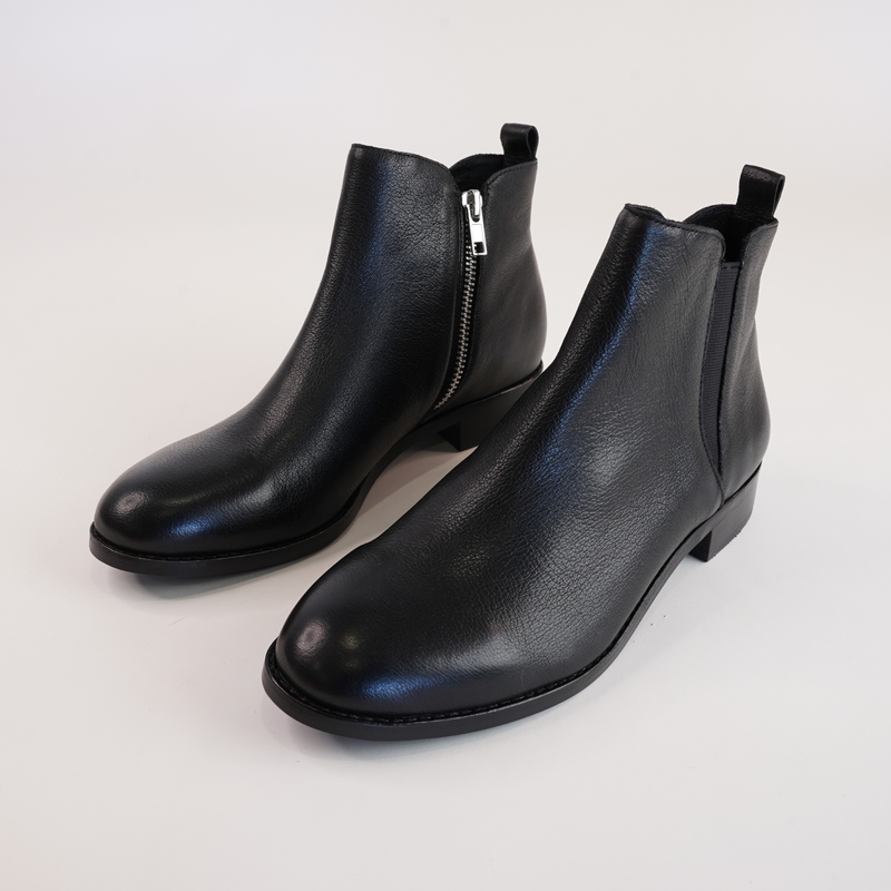 Nakta Black Leather/ Black Heel Ankle Boots