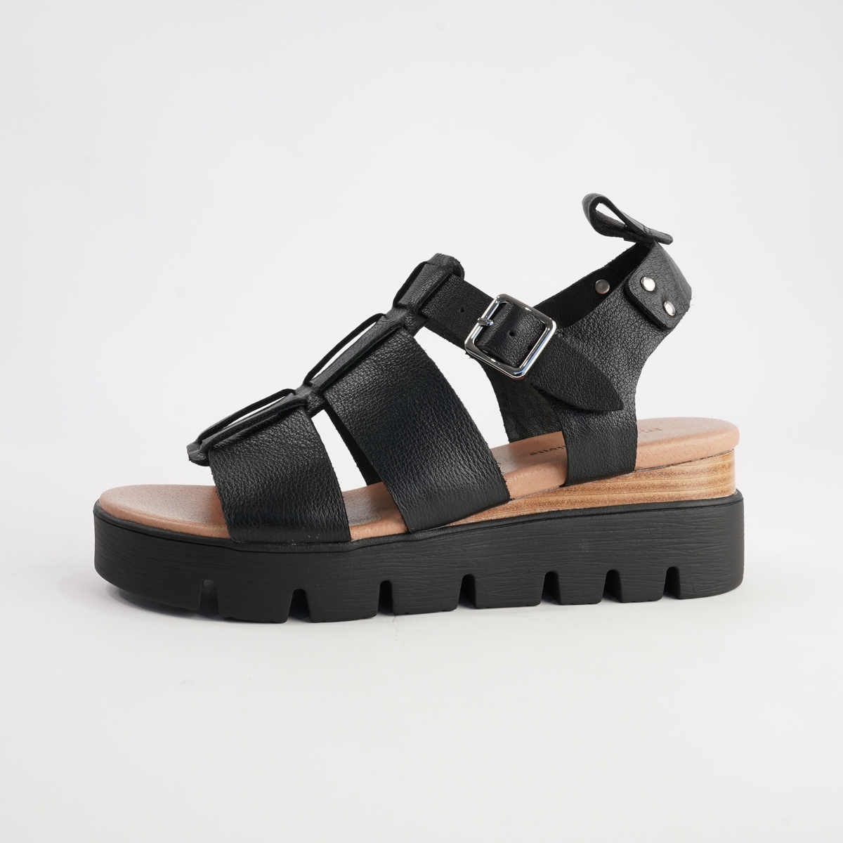 Relie Black Leather Sandals