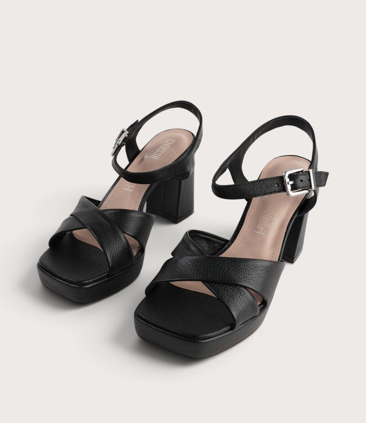 Runaway Black Pebble Leather Heels