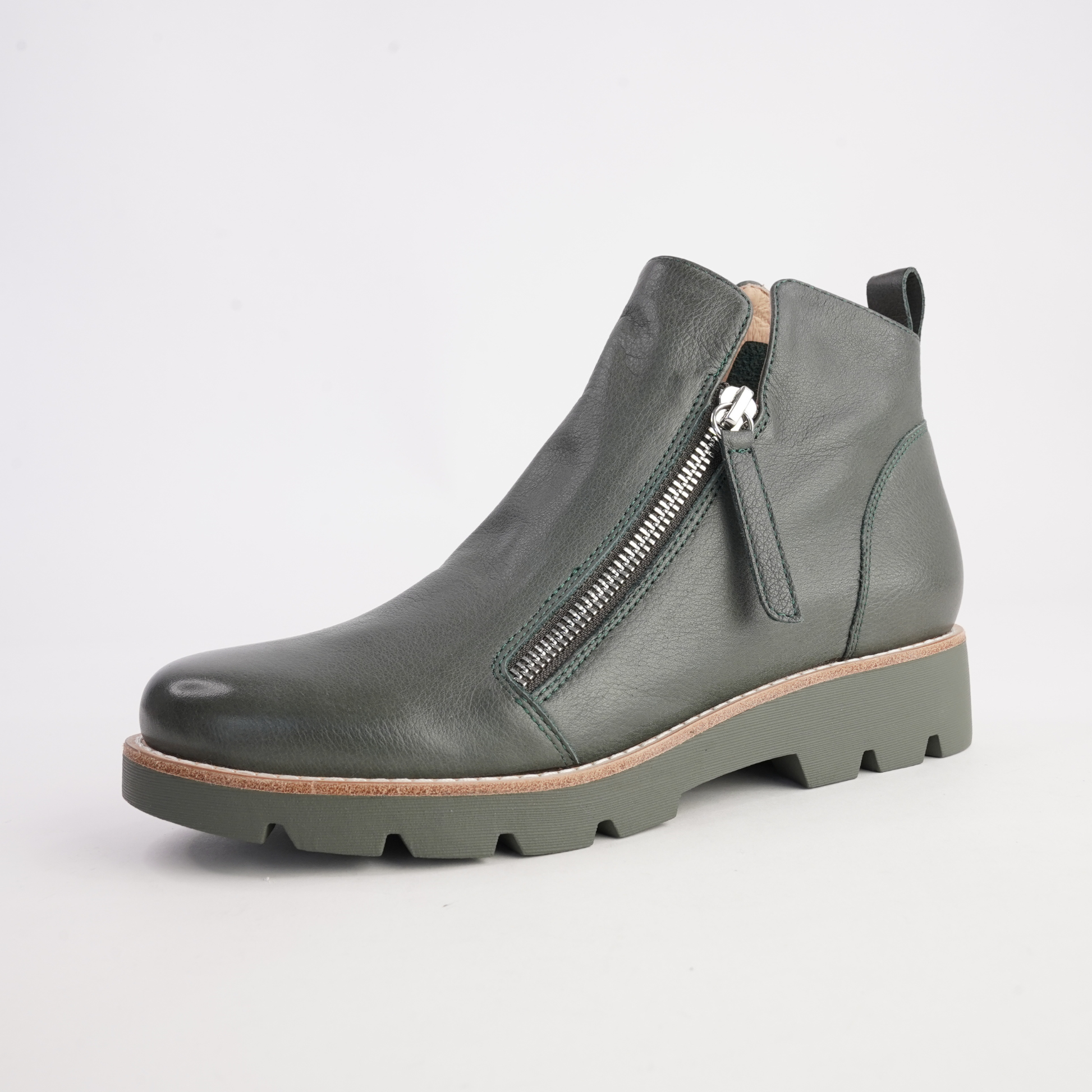 Dottiz Olive Leather/ Olive Sole Ankle Boots - DJANGO AND JULIETTE | Shouz