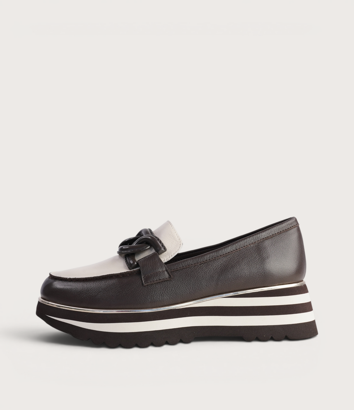 Ealia Choc/ Milk Leather Loafers