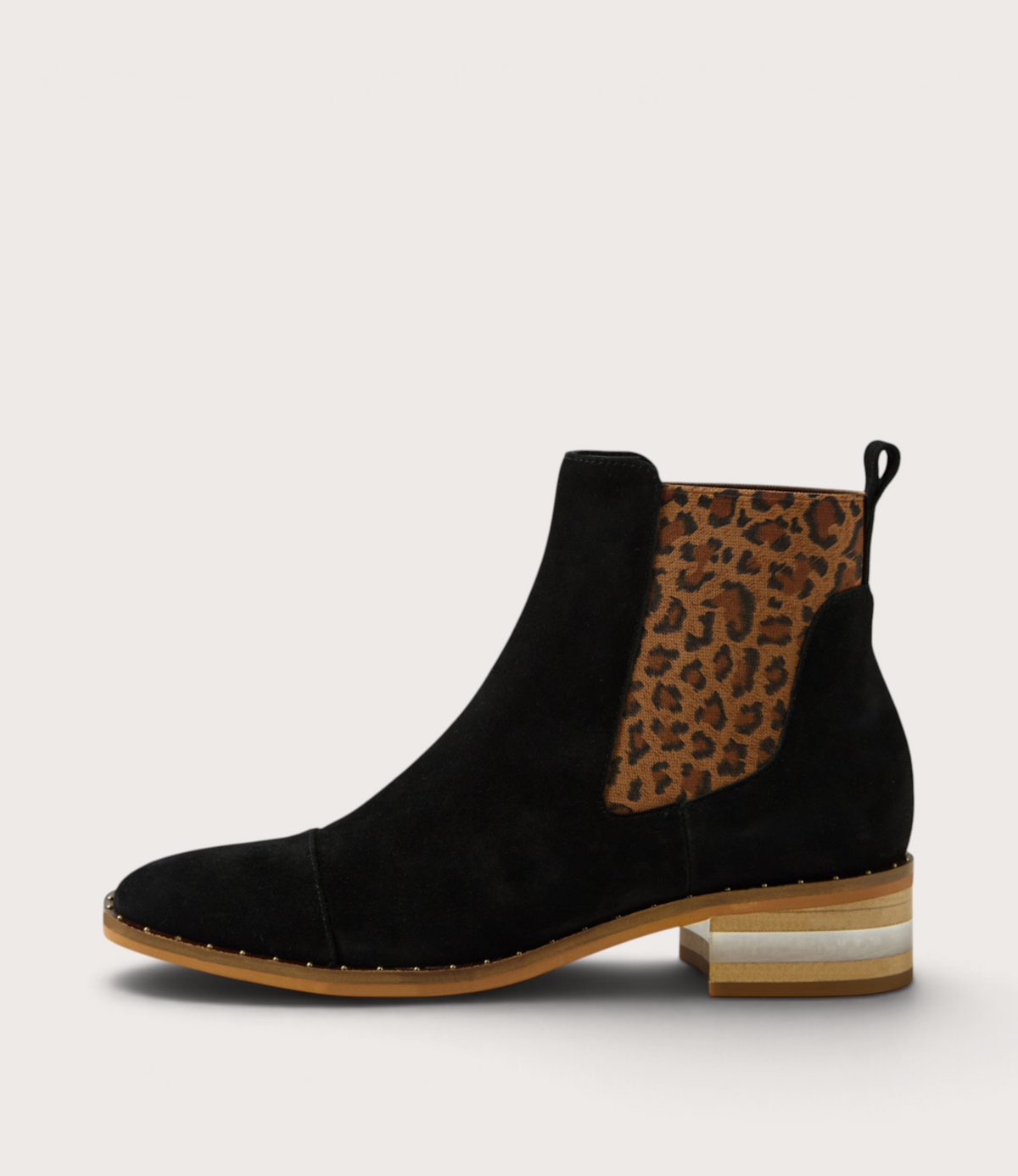 Forda Black Suede/ Leopard Elastic Ankle Boots - DJANGO AND JULIETTE | Shouz
