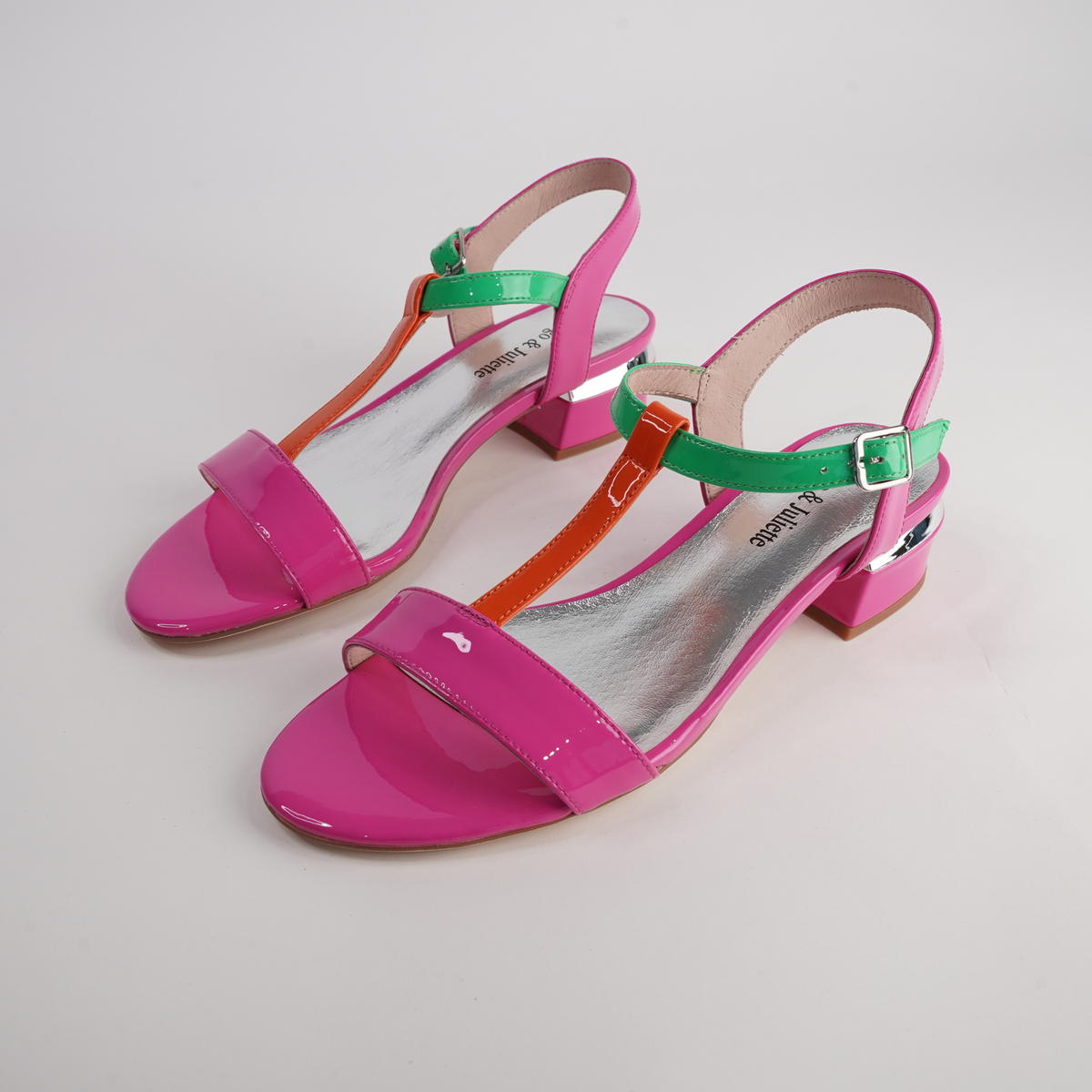 Taner Hot Pink Patent Multi Leather Heels