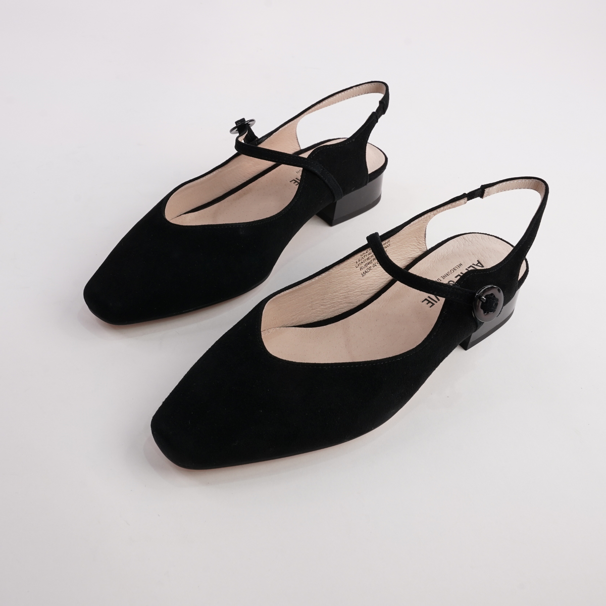 Gleam Black Suede Leather Flats