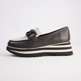 Ealia Choc/ Milk Leather Loafers - DJANGO AND JULIETTE | Shouz