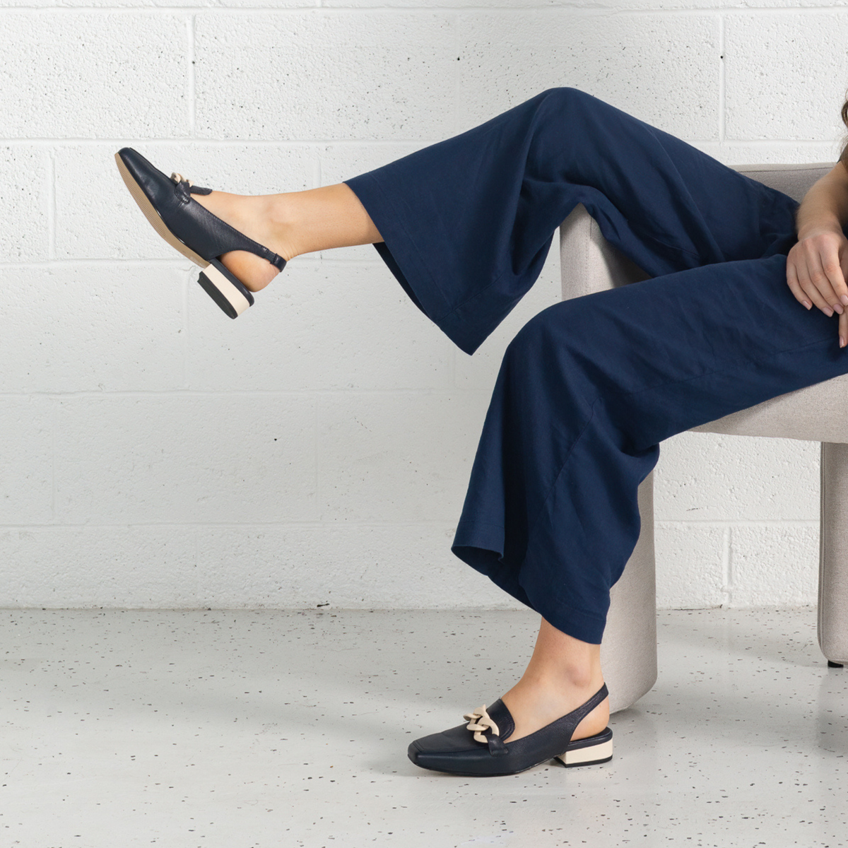 Randal Navy/Bone Leather Loafers