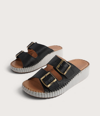 Solena Black Leather Slides