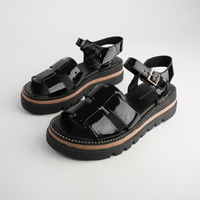 Simm Black Patent Leather Sandals