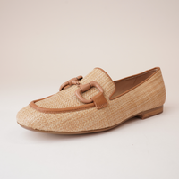 Mansur Camel Raffia/ Dk Tan Leather Loafers