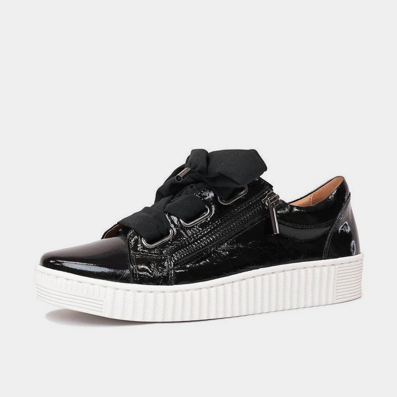 Jovi Black Crinkle Leather Sneakers