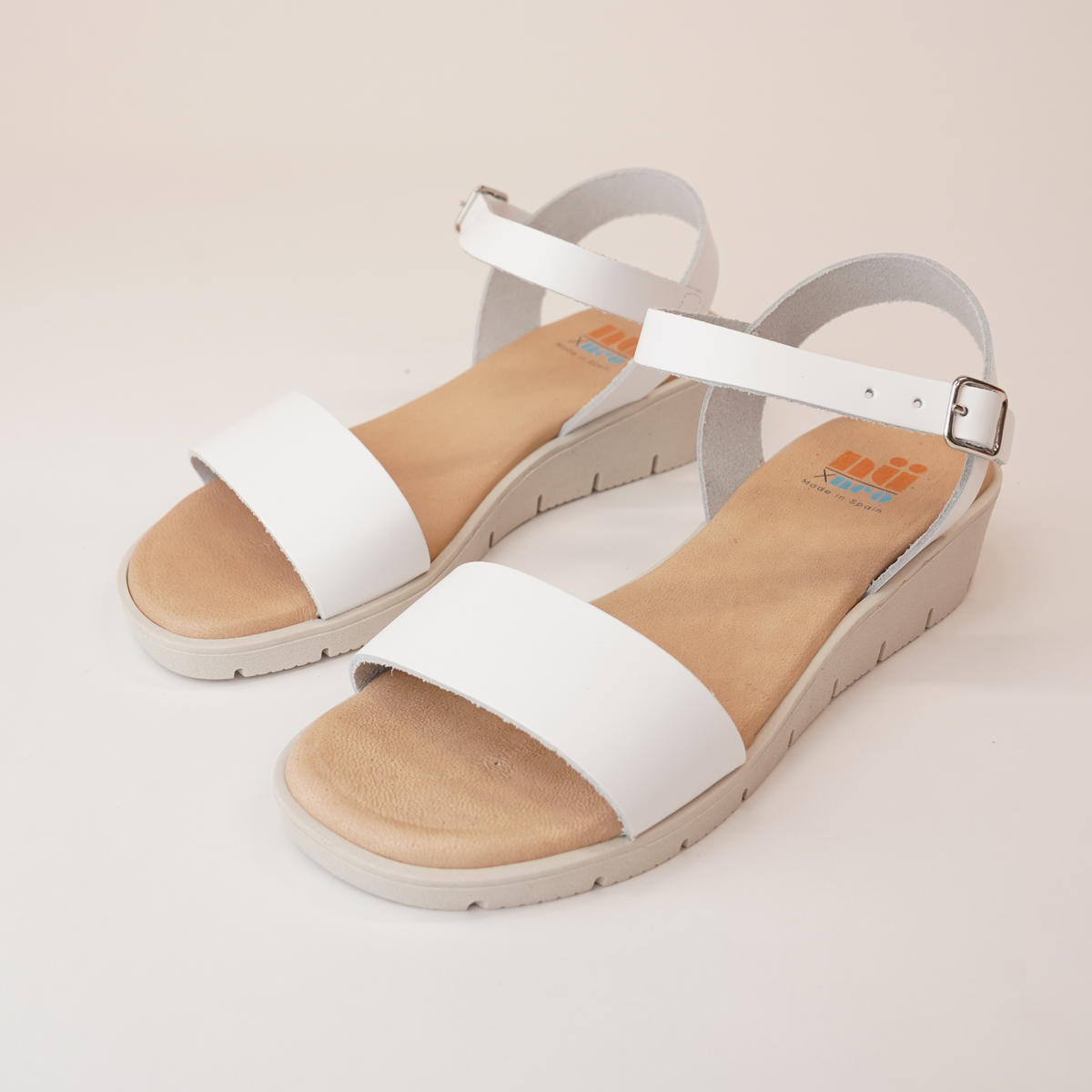 Bella White Leather Sandals