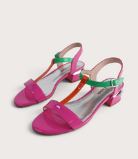 Taner Hot Pink Patent Multi Leather Heels