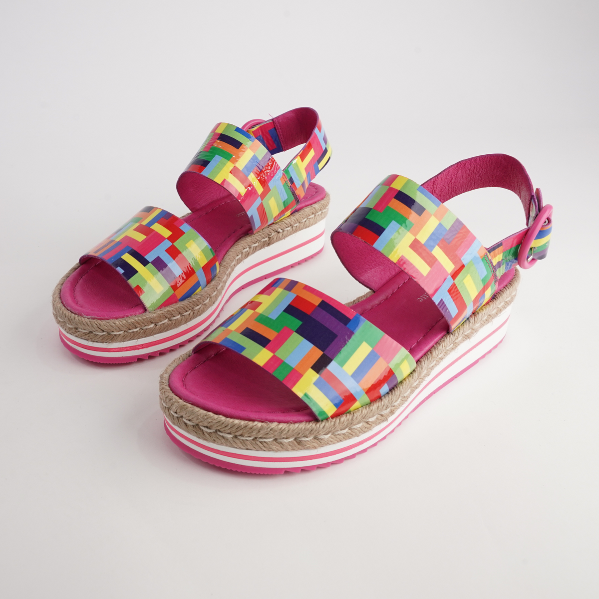 Atha Pink Stripe Multi Leather Sandals