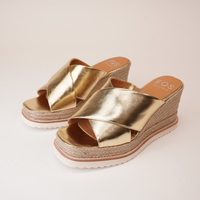 Zelie Champagne Leather Espadrille Wedges