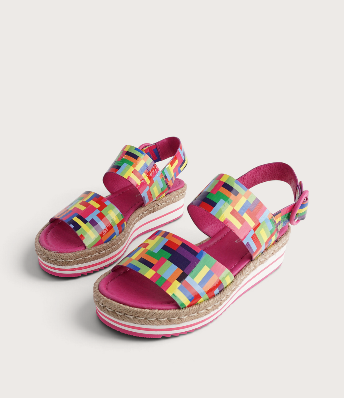 Atha Pink Stripe Multi Leather Sandals