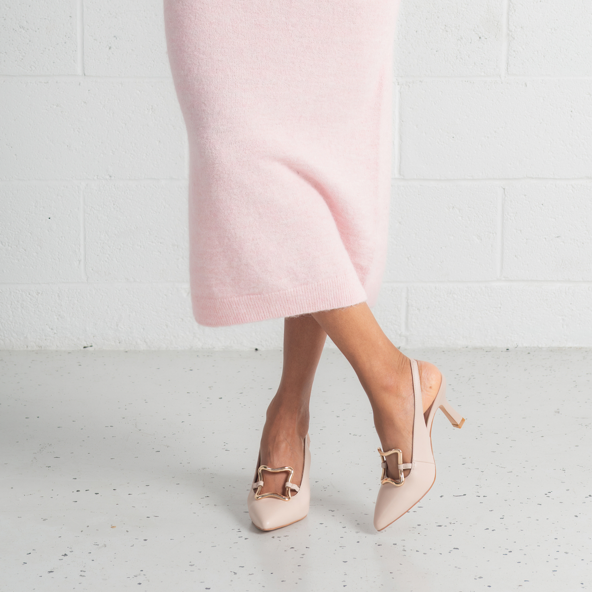 Linky Nude Leather Heels