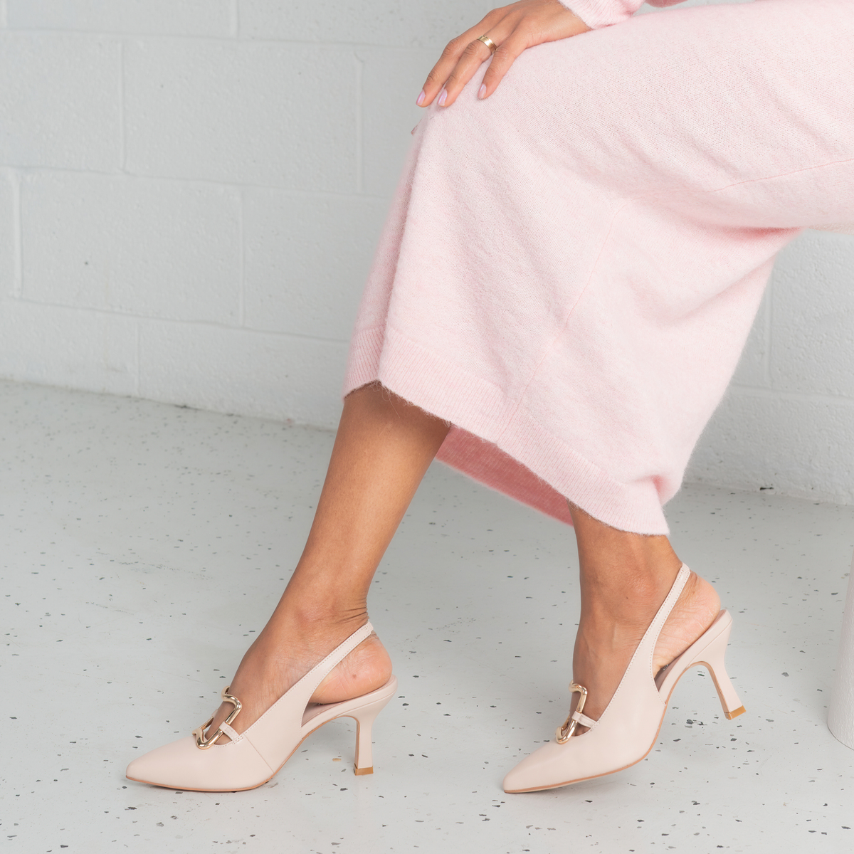 Linky Nude Leather Heels - TOP END | Shouz