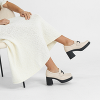 Bella Bone Milled Leather Heeled Loafers