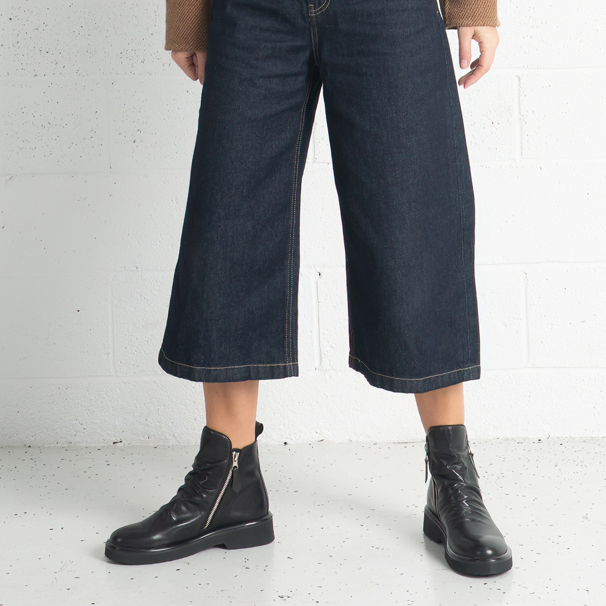 Theona Black Leather Ankle Boots