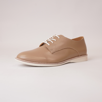 Derby Super Soft Latte Leather Lace Up Flats