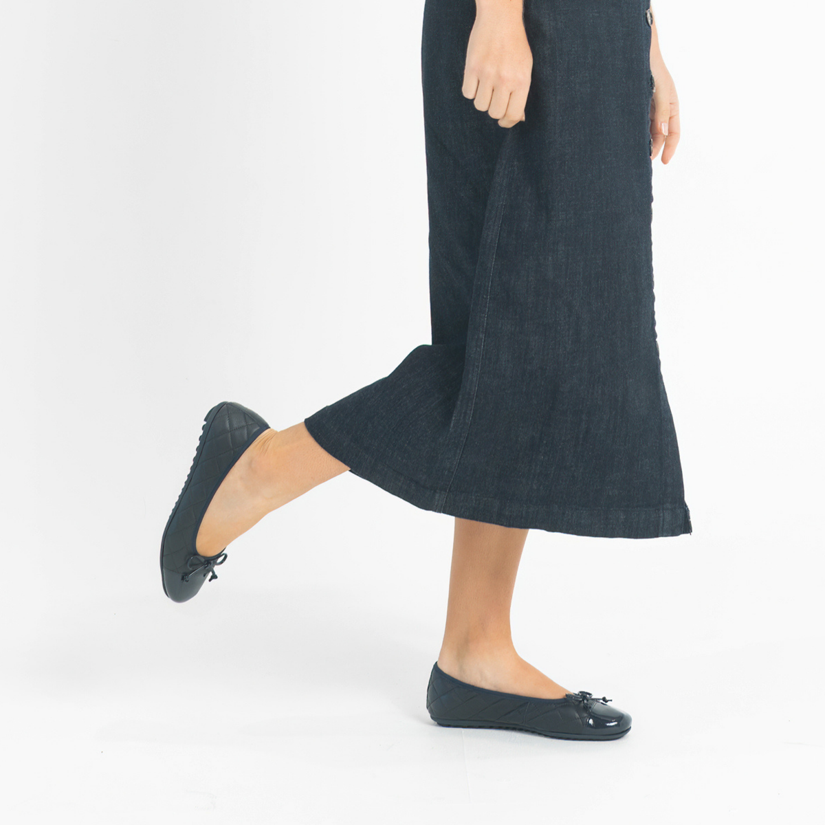Bookie Navy Patent/ Navy Leather Ballet Flats